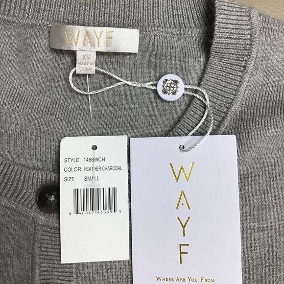 WAYF Womens Pullover Sweater Gray Heathered Long Sleeve Jewel Neck Button XS New - Picture 7 of 9